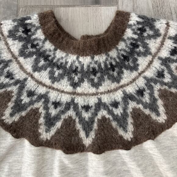 Mother The Half Of Me Fair-Isle Sweater Halfway to Nowhere Sz M Gray Brown - Picture 2 of 13